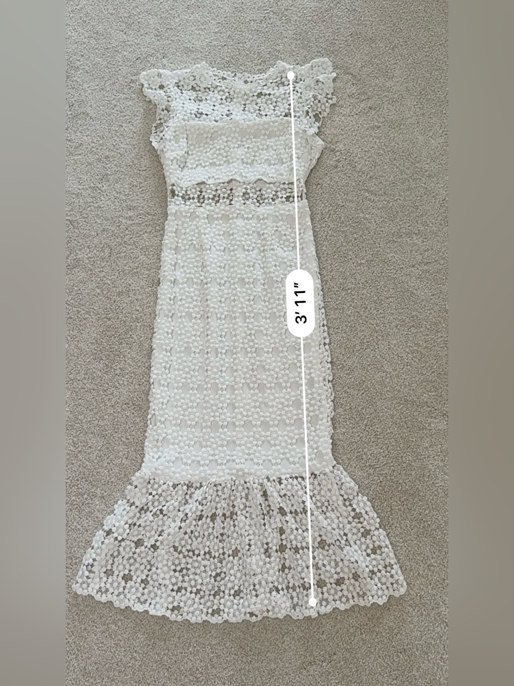 White Crochet Midi Dress - Picture 10 of 16